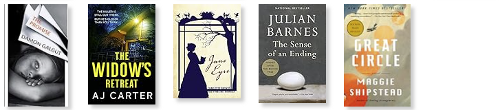 Row 9: The Promise | The Widow's Retreat | Jane Eyre | The Sense of an Ending | Great Circle