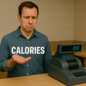 Man asking for a refund for some of his calories